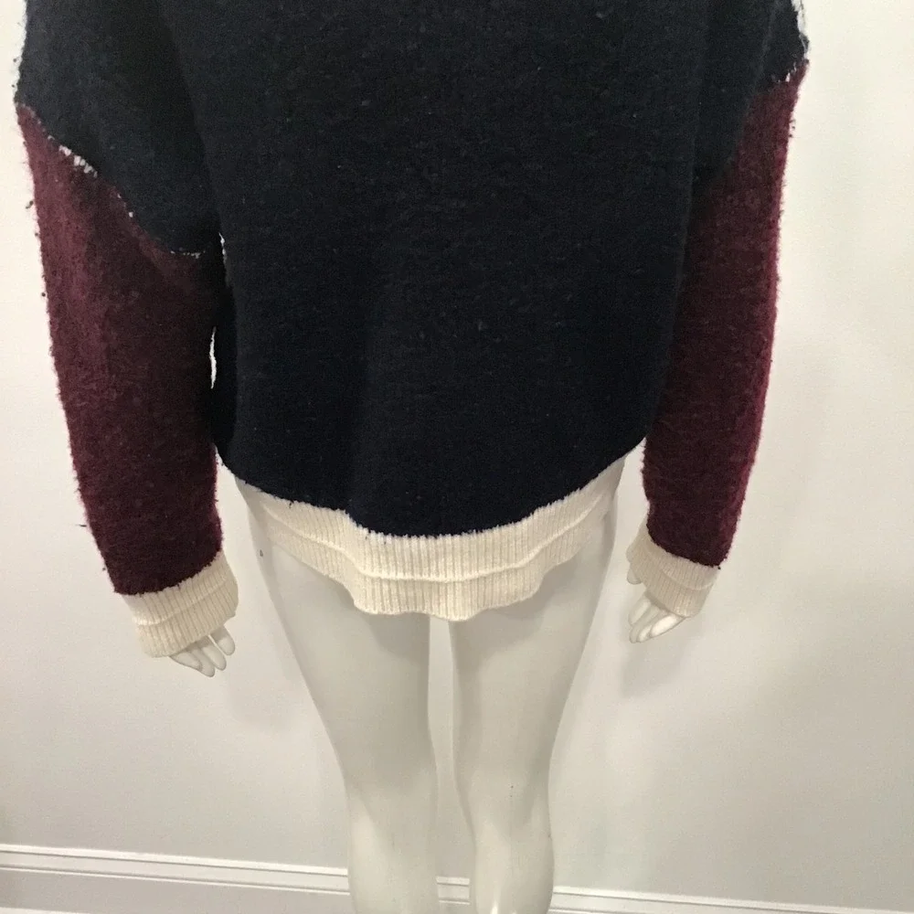 ba&sh Colorblock Lady Cadigan Benji Sweater Womens 1 Navy Burgundy US Small wool